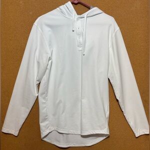 BYLT Premium Basics Drop Cut Hooded Henley mens long sleeve hoodie - Size Medium